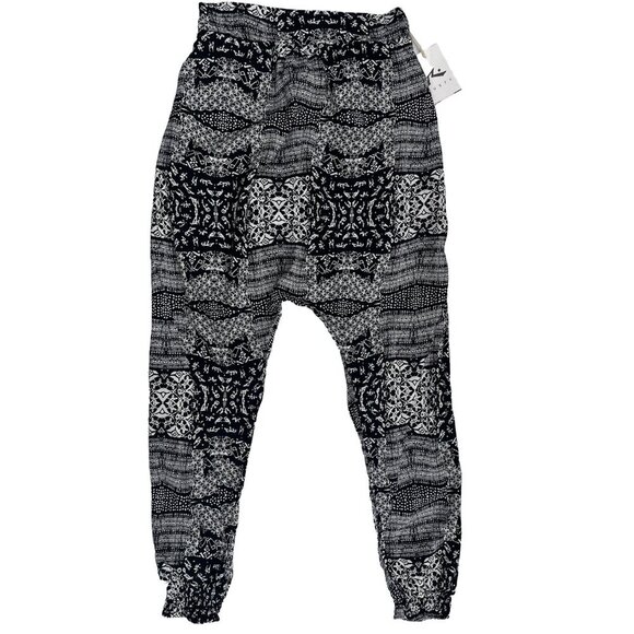 Rusty White Black Printed Casual Lightweight Grage Pants Size M - Picture 16 of 16